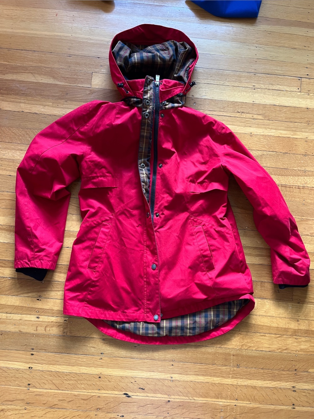 VTG Pendleton red raincoat parka jacket slicker hooded plaid windbreaker preppy